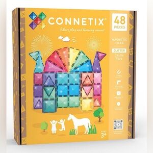 NEW CONNETIX Magnetic Tiles Glitter Castle Pack 48pc